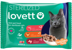 LOVETT Konservuotas kačių ėdalas LOVETT steriliz. katėms, 4 x 100 g 400g