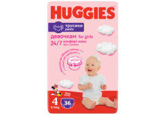 HUGGIES Sauskeinės-keinaitės HUGGIES PANTS 4 JUMBO GIRL (9-14 kg) 36pcs