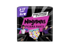 NINJAMAS Naktinės sauskelnės-kelnaitės pink, 27-43 kg 9pcs